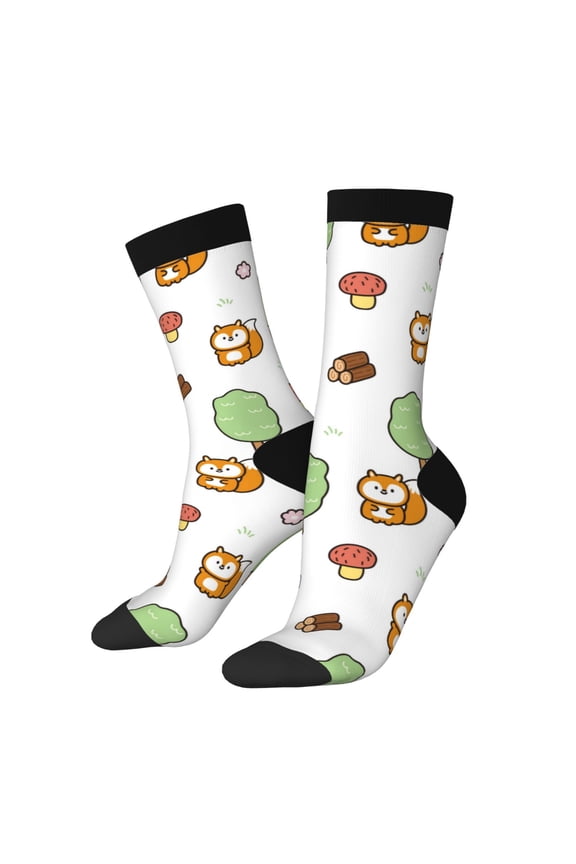 Tree Squirrel Crew Socks for Men & Women, Breathable Casual Athletic Ankle Socks