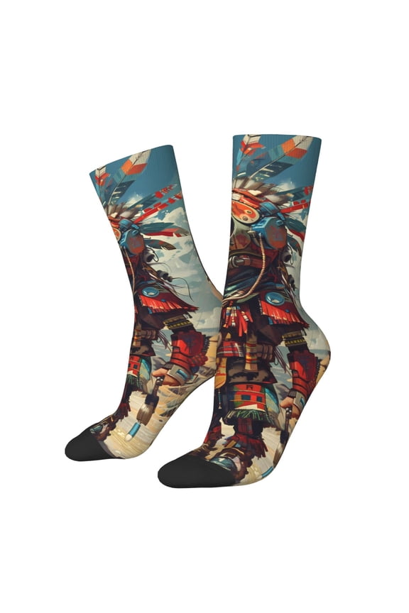 Tribal Futuristic Warrior Crew Socks for Men & Women, Breathable Casual Athletic Ankle Socks