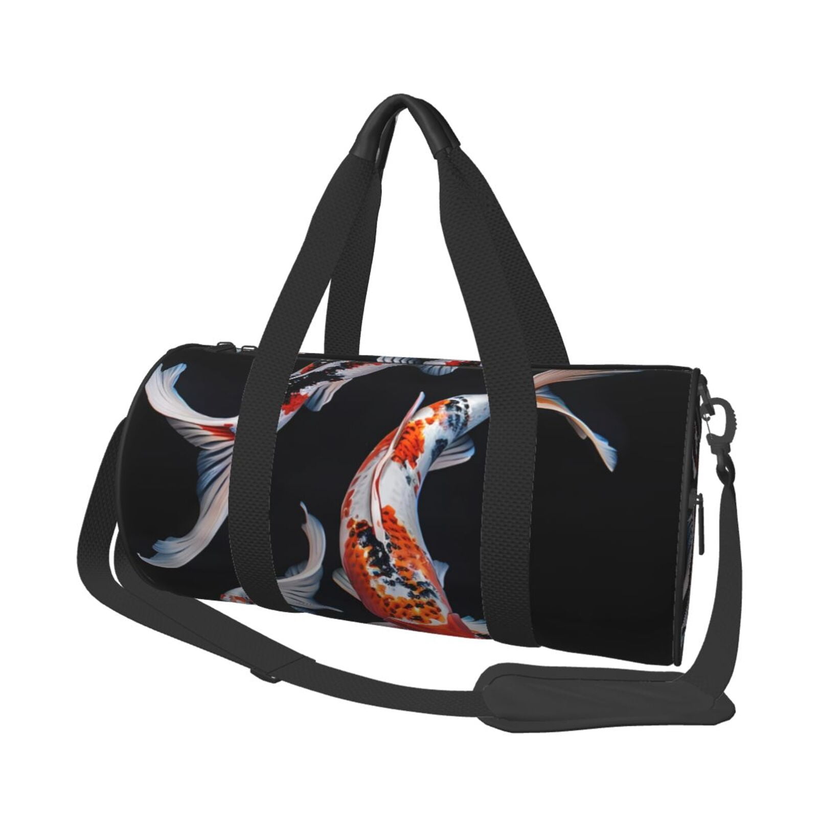 Vsdgher Tricolor Koi Fish Trio 45L Foldable Duffel Bag, Sports Gym Bag,Overnight Bag, Portable Weekender Bag for Airplanes