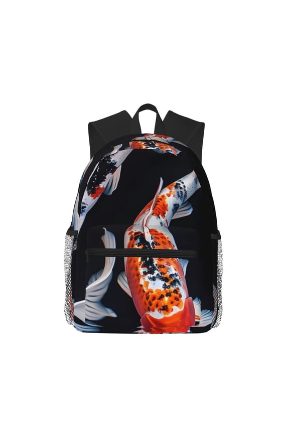 Tricolor Koi Fish Trio Unisex Large Capacity Bookbag, Schoolbag, Casual Daypack for High School, College, Teens, Travel, Work