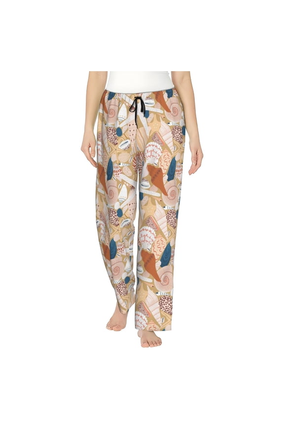 Tropical Beach Sea Shell Women’s Womens Pajama Pants, Lounge Wide Leg PantsLounge Pants,Sleep Bottoms, Lounge for Women-