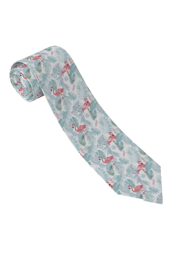Tropical Flamingo Print Ties for Men 4.7" Formal Necktie Wedding Accessory Men's Business Ties for Wedding Bussiness Work