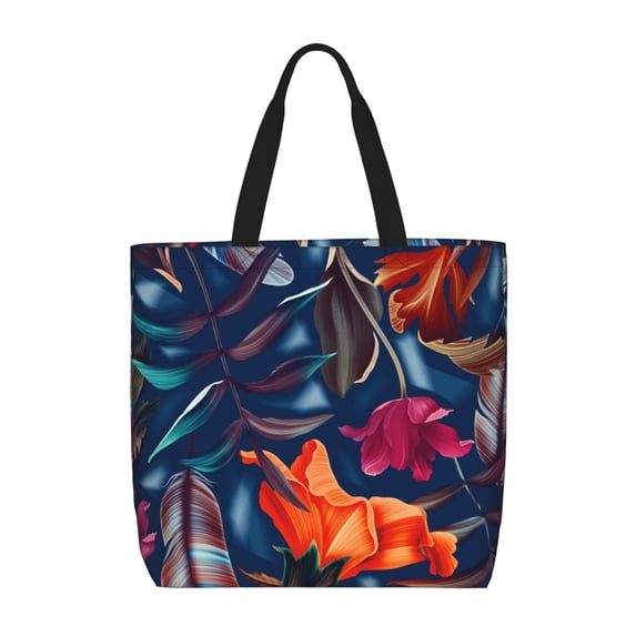 Vsdgher Tropical Flower print Tote Bag for Women Shoulder Bag with Zipper Large Shoulder Bag Handle Handbag Portable Washable for Travel, Work
