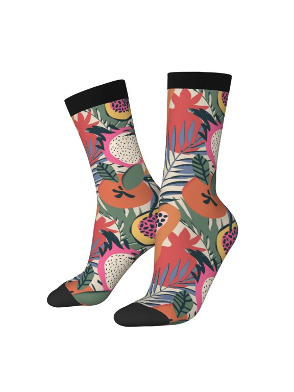 Tropical Fruit Crew Socks for Men & Women, Breathable Casual Athletic Ankle Socks