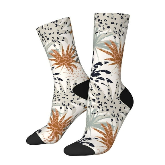 Vsdgher Tropical Leaves Crew Socks for Men & Women, Breathable Casual Athletic Ankle Socks