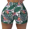 thumbnail image 1 of Vsdgher Tropical Leaves print Workout Shorts for Women Seamless Soft Smooth Gym Yoga Scrunch Active Exercise Fitness Shorts, 1 of 8