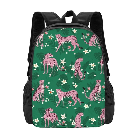 Vsdgher Tropical Leopard Print Backpack for Women Men School Bookbag with Laptop Compartment for College Work Travel, Simple Fashion Casual Daypack, Fit 15" Laptop