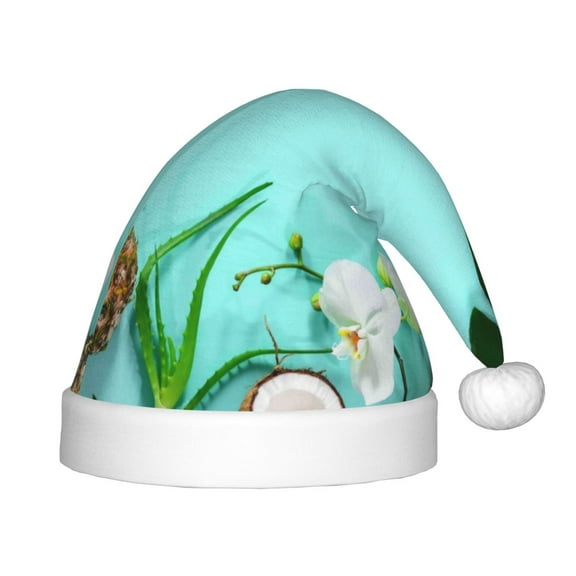 Vsdgher Tropical Pineapple Christmas Hat, Santa Hat for Kids Xmas Holiday Hat Red Classic Christmas New Year Festive Party Supplies