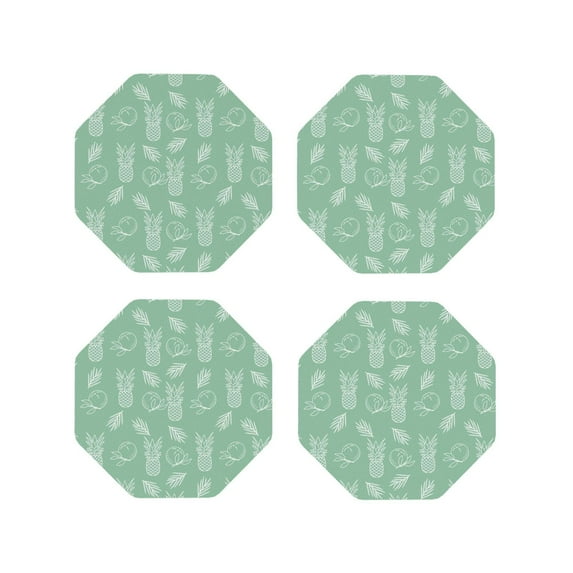 Vsdgher Tropical Pineapple Leather Coasters for Drinks, Durable Drink Coasters 4 Set for Tabletop Protection, Luxurious Home Décor and Housewarming Gift ( {designName})Octagon
