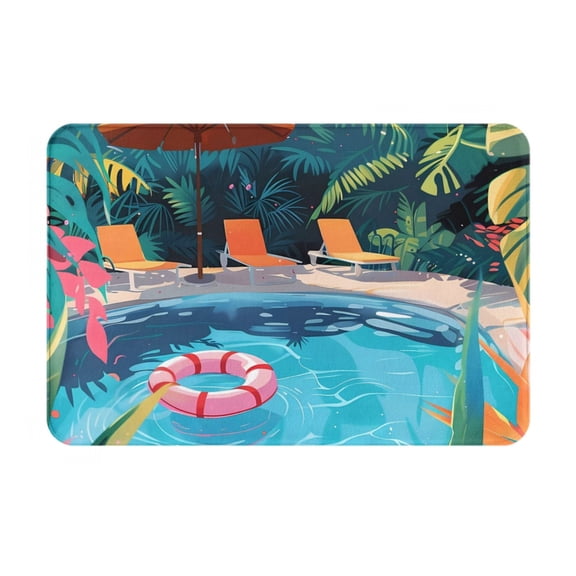 Vsdgher Tropical Poolside Relaxation Flannel Anti-Slip Floor Mat Comfort Mat Outdoor Rug, Indoor Outdoor Rugs for Home, Office, Laundry 16''x24''in