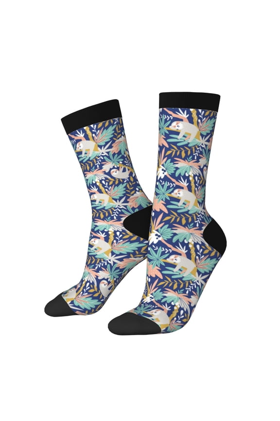 Tropical Sloth Crew Socks for Men & Women, Breathable Casual Athletic Ankle Socks