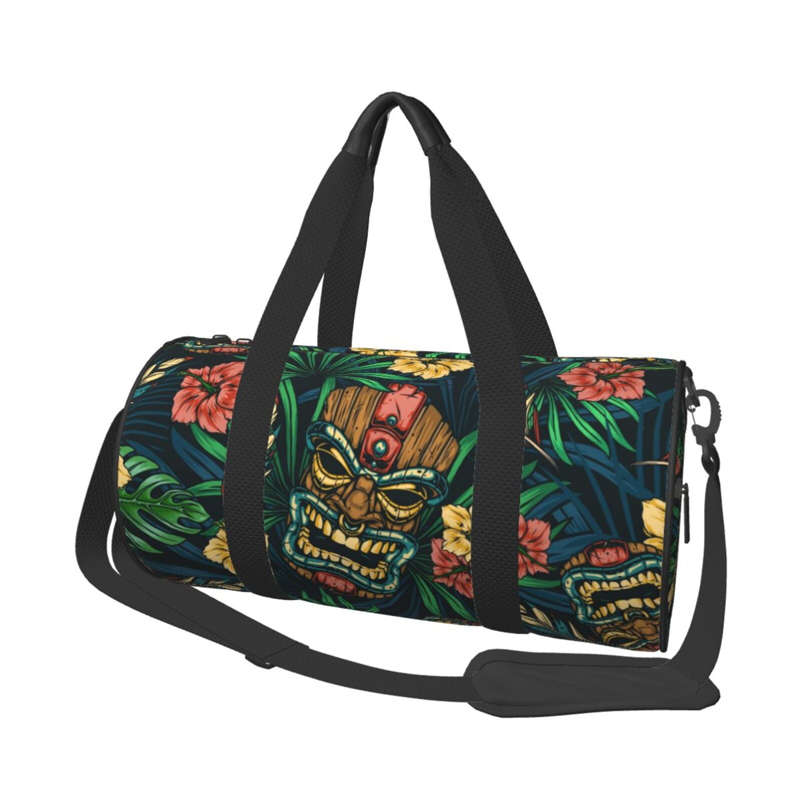 Vsdgher Tropical Tribe Mask 45L Foldable Duffel Bag, Sports Gym Bag,Overnight Bag, Portable Weekender Bag for Airplanes