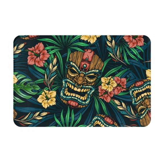 Vsdgher Tropical Tribe Mask Flannel Anti-Slip Floor Mat Comfort Mat Outdoor Rug, Indoor Outdoor Rugs for Home, Office, Laundry 16''x24''in