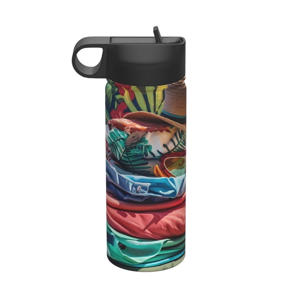 Vsdgher Tropical Vacation Essentials for Insulated Stainless Steel Water Bottle,18oz Sports Water Bottle Stainless Steel Reusable Tumbler for Sports, Travel, and School