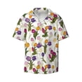 thumbnail image 1 of Vsdgher Tulips Flowers Print Men's Wrinkle Free Untucked Cuban Shirt Business Casual Button Down Shirts Short Sleeve Shirt, 1 of 7