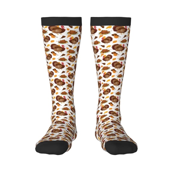 Vsdgher Turkey And Thanksgiving3 Knee Socks, High Socks Long Stretchy Sock Women Knee High Stocking, Long Socks for Women