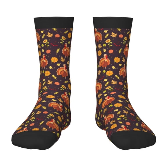 Vsdgher Turkey Bird Pattern Kids Socks Boys Girl Crew Athletic Half Sport Running Breathable Socks Lightweight Stretch Crew Socks