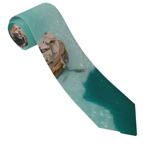 Vsdgher Turquoise Beach Kayaking Print Ties for Men 4.7" Formal Necktie Wedding Accessory Men's Business Ties for Wedding Bussiness Work