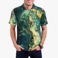 thumbnail image 1 of Vsdgher Turquoise Golden Swirl Polo Shirts for Men, Men's Short Sleeve Stretch Polo Shirt, Shirts for Men-Large, 1 of 6