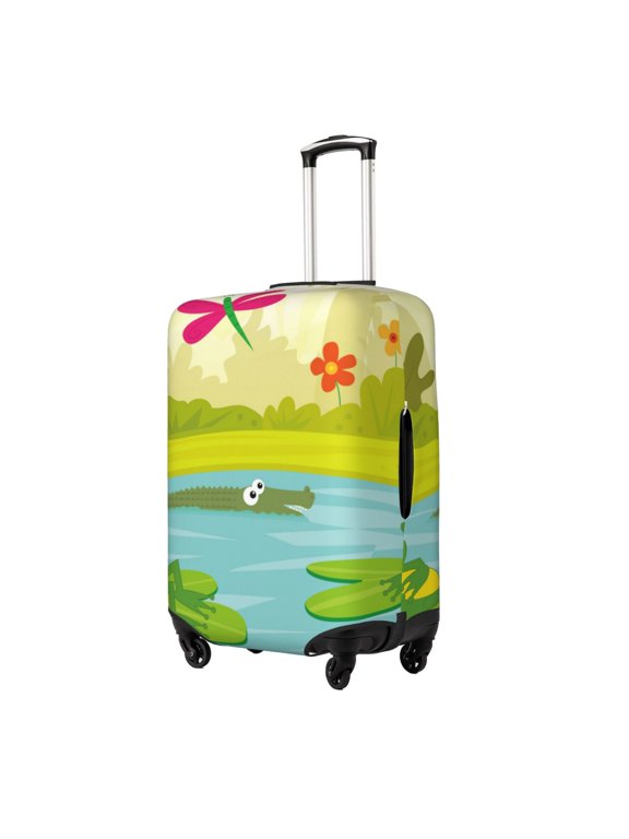 Two Frogs Are Sitting On Water Lilies Luggage Cover Suitcase Cover Protector Anti-scratch Suitcase cover Fits 18-32 Inch Luggage(No luggage included)-Large