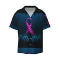 thumbnail image 1 of Vsdgher Two Human Hands are Holds Pink Ribbon Awareness Print Men's Wrinkle Free Untucked Cuban Shirt Business Casual Button Down Shirts Short Sleeve Shirt, 1 of 7