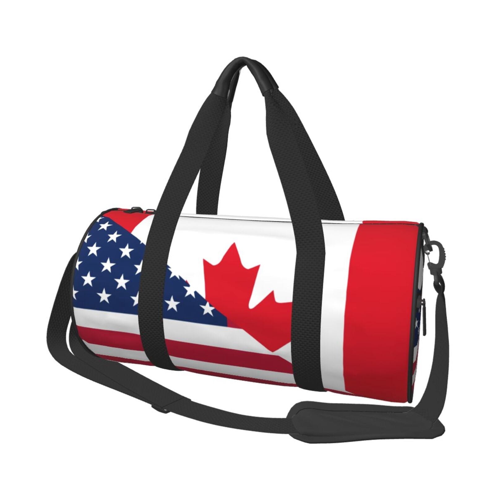 Vsdgher USA Canada Flag 45L Foldable Duffel Bag, Sports Gym Bag,Overnight Bag, Portable Weekender Bag for Airplanes