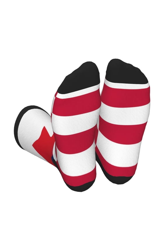 USA Canada Flag Unisex Crew Socks Lightweight Breathable Ventilation Ankle Socks, Mid-calf socks for Daily