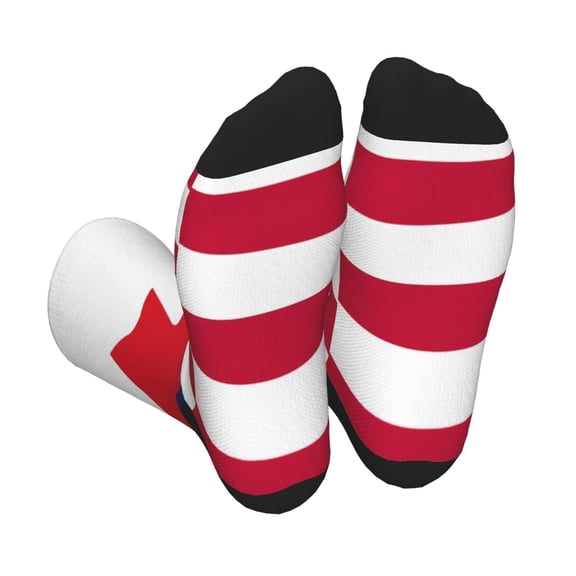 Vsdgher USA Canada Flag Unisex Crew Socks Lightweight Breathable Ventilation Ankle Socks, Mid-calf socks for Daily