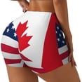 thumbnail image 1 of Vsdgher USA Canada Flag Workout Shorts for Women Seamless Soft Smooth Gym Yoga Scrunch Active Exercise Fitness Shorts-Large, 1 of 8