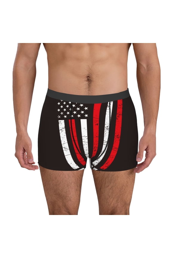 USA Flag Cross Pattern Men's Boxer Brief Underwear,Soft Funny Underwear for Men-Large