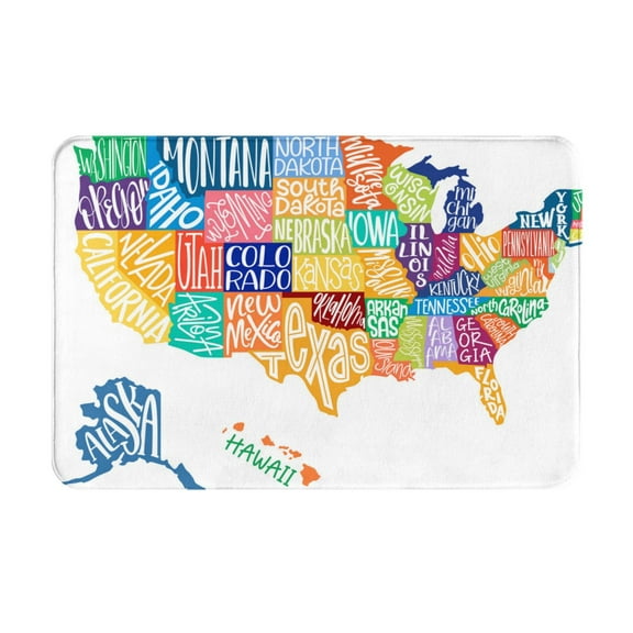 Vsdgher USA MAP Flannel Anti-Slip Floor Mat Comfort Mat Outdoor Rug, Indoor Outdoor Rugs for Home, Office, Laundry 16''x24''in