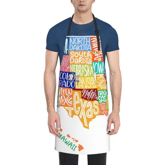 Vsdgher USA MAP Waterproof Apron with 2 Pockets Kitchen Chef Aprons Bibs for Grooming Cooking Baking Painting Gardening