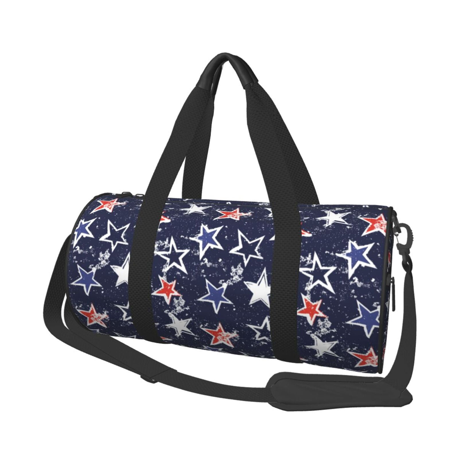 Vsdgher USA Stars 45L Foldable Duffel Bag, Sports Gym Bag,Overnight Bag, Portable Weekender Bag for Airplanes