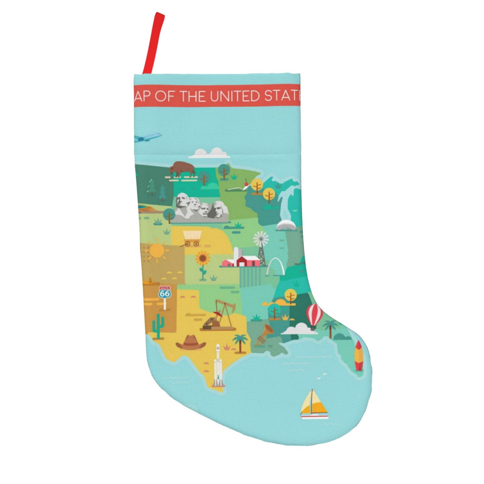 Vsdgher USA Tourist Map Christmas Stockings 18 inch Large Kids Stocking ...