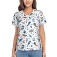 thumbnail image 1 of Vsdgher Undersea Animals Women Shirts V Neck Short Sleeve Tops T-Shirt Basic Tees, S to 3XLSmall, 1 of 5