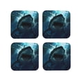thumbnail image 1 of Vsdgher Undersea Shark Leather Coasters for Drinks, Durable Drink Coasters 4 Set for Tabletop Protection, Luxurious Home Décor and Housewarming Gift ( {designName})Square, 1 of 6