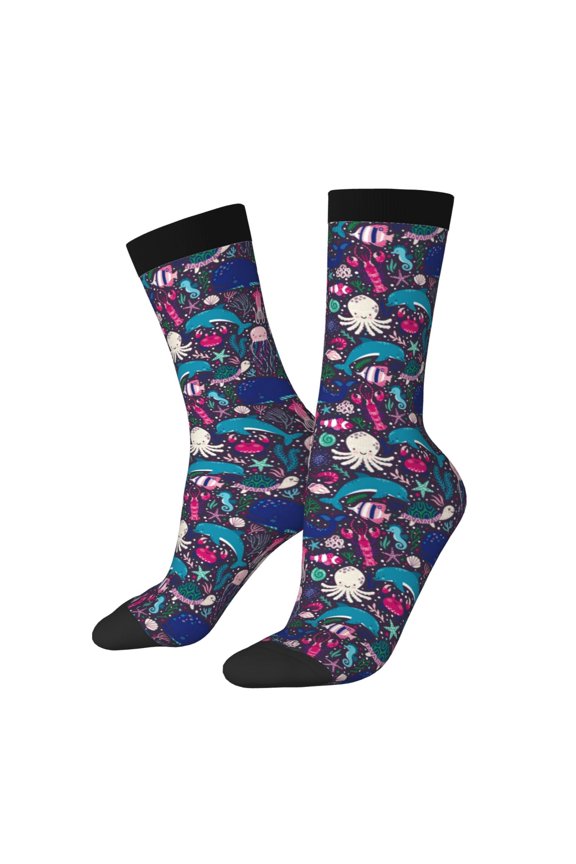 Underwater Animals Crew Socks for Men & Women, Breathable Casual Athletic Ankle Socks