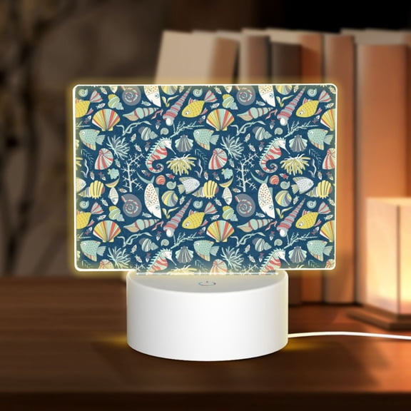 Vsdgher Underwater Creature Rectangular Acrylic Night Light Acrylic Sleep Night Light Friend Gifts for Birthday Gifts for Women Teens Boys Girls