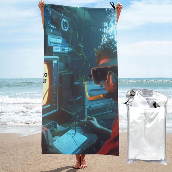 Vsdgher Underwater Office Diver Microfiber Ultra Soft Highly Absorbent Bath Towel, Quick Drying Towels for Body, Sport, Yoga, SPA, Fitness-31.5"x63"