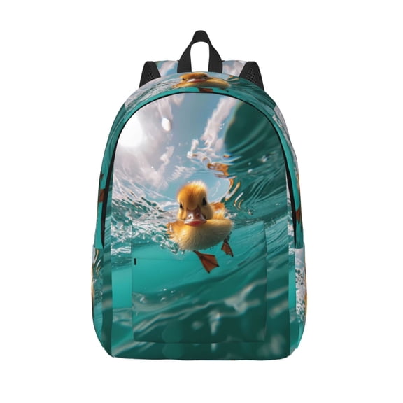 Vsdgher Underwater Swimming Duck Print Canvas Backpack Travel Rucksack Unisex Knapsack 15.7/17.7Inch Laptop Backpack for Work,College -Small