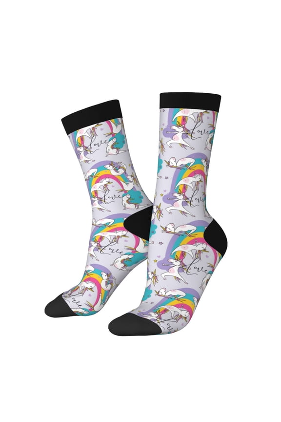 Unicorn DoingYoga Crew Socks for Men & Women, Breathable Casual Athletic Ankle Socks