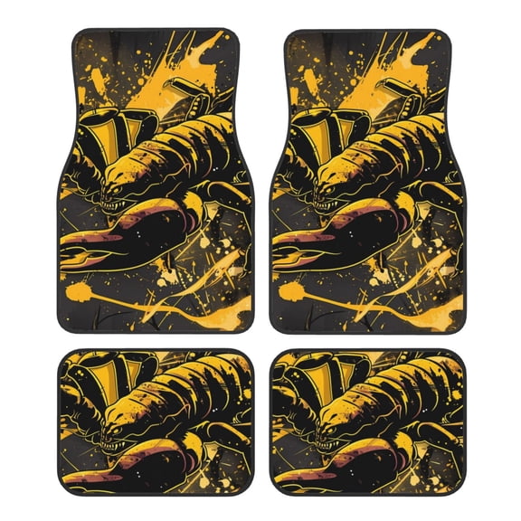 Vsdgher Urban Graffiti Scorpion Illustration Car Foot Mat Set of 4 Pieces Universal Floor Liner Car Accessories Fits Most Cars, Trucks, Vans, sedans, SUV