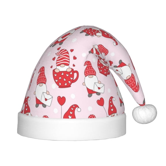 Vsdgher Valentine Gnomes Christmas Hat, Santa Hat for Kids Xmas Holiday Hat Red Classic Christmas New Year Festive Party Supplies