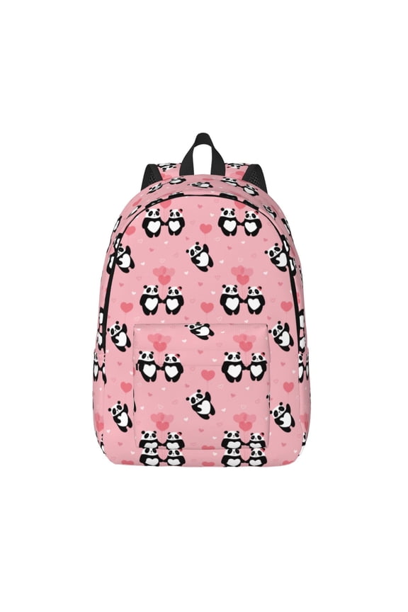 Valentine'S Day Panda Print Canvas Backpack Travel Rucksack Unisex Knapsack 15.7/17.7Inch Laptop Backpack for Work,College -Medium