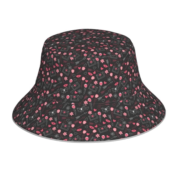 Vsdgher Valentine'S Day Print Bucket Hat for Men&Women Bucket Hat Reversible Summer Double-Side-Wear Travel Gardening, Beach, Camping, Hiking, Fishing Cap