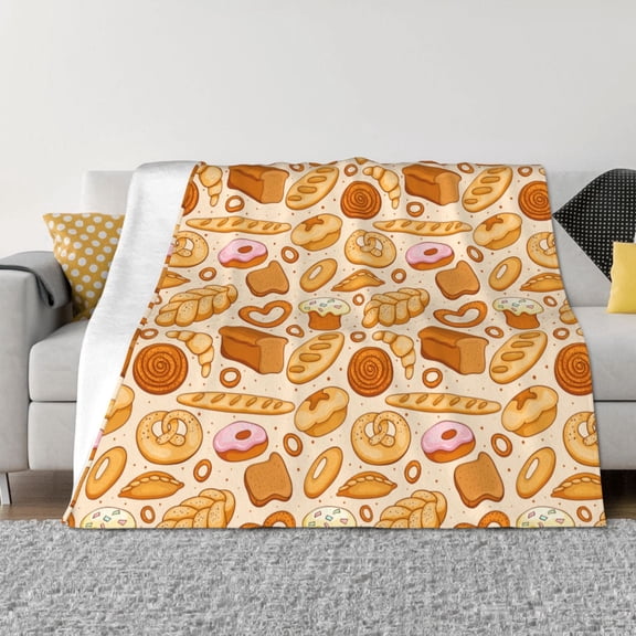 Vsdgher Various Bread Pattern Fleece Throw Blanket, Horizontal Fleece Bedding Home Decor for Couch & Bed All Season Use -50"x40"