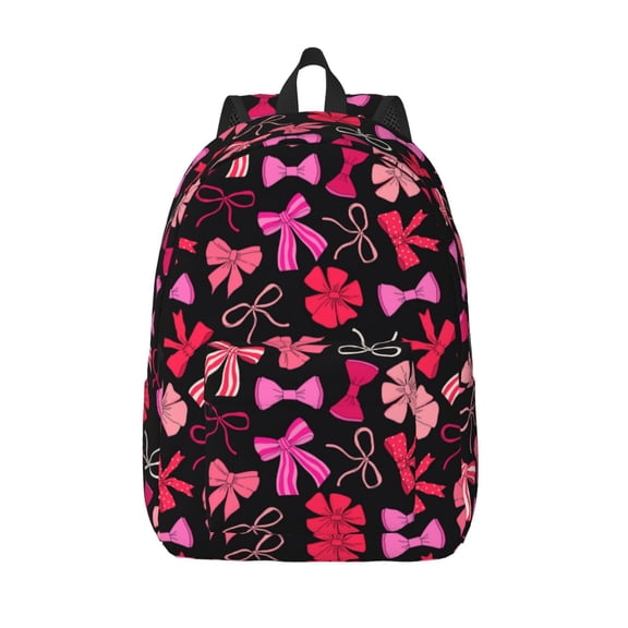 Vsdgher Various pink and red Bow knots Print Canvas Backpack Travel Rucksack Unisex Knapsack 15.7/17.7Inch Laptop Backpack for Work,College -Medium