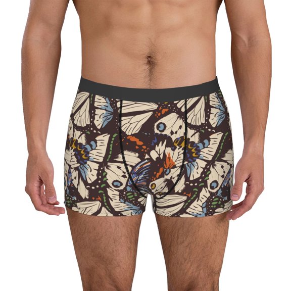 Vsdgher Vector Butterflies Pattern Men's Boxer Brief Underwear,Soft Funny Underwear for Men-Small