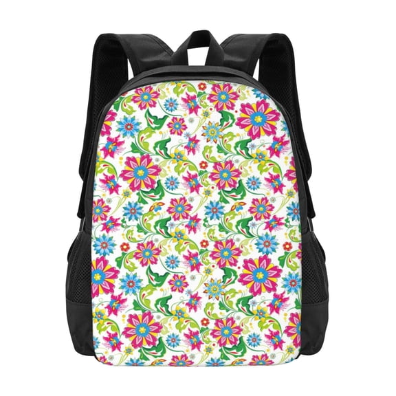 Vsdgher Vector Mexican Otomi Style Bright Print Backpack for Women Men School Bookbag with Laptop Compartment for College Work Travel, Simple Fashion Casual Daypack, Fit 15" Laptop