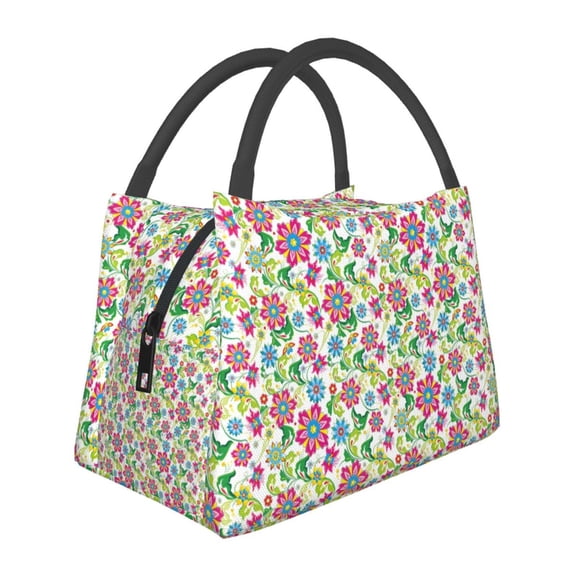 Vsdgher Vector Mexican Otomi Style Bright Print Insulated Reusable Bags with Sturdy Zipper and Handles, Foldable Totes for Hot or Cold Food Bring or Delivery